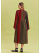 Patterned Crew Neck Button Detailed Brick Long Sleeve Dress 4445